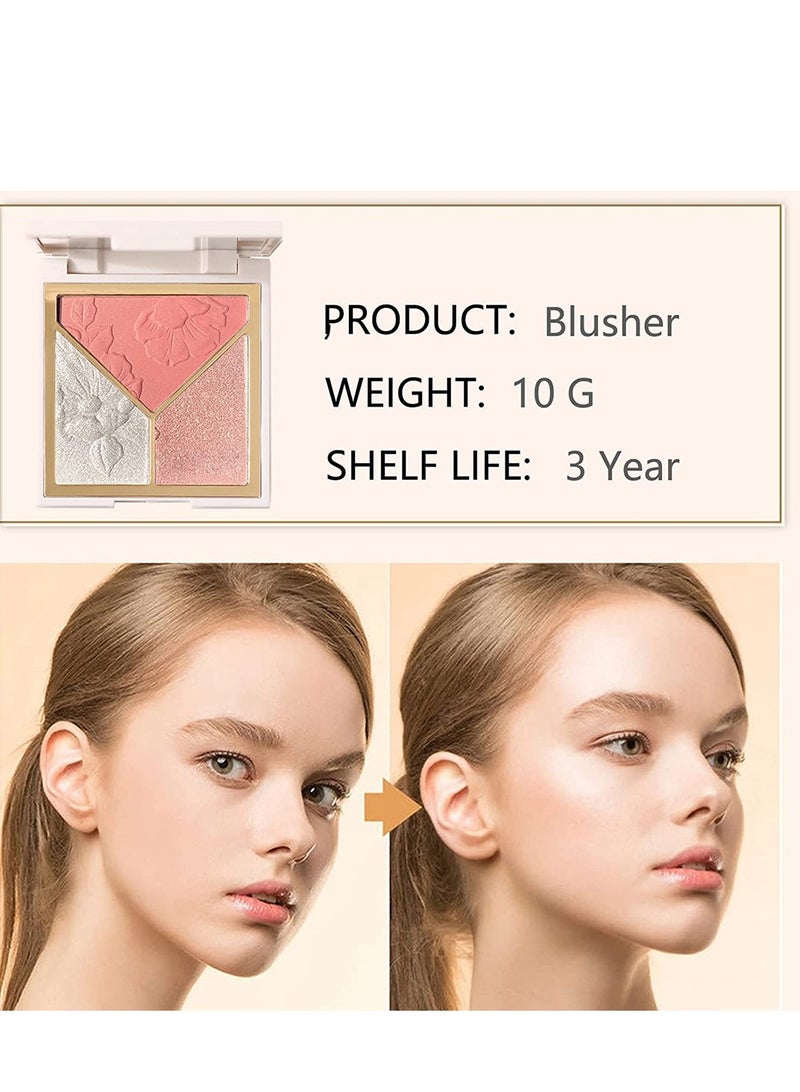 Excefore Highlighters Makeup Highly Pigmented Powder Highlighter Face Repair Plate 3 In 1 for Women Natural Look Long Lasting Sweat Resistant Radiant Finish Silky Shimmery - Image 5