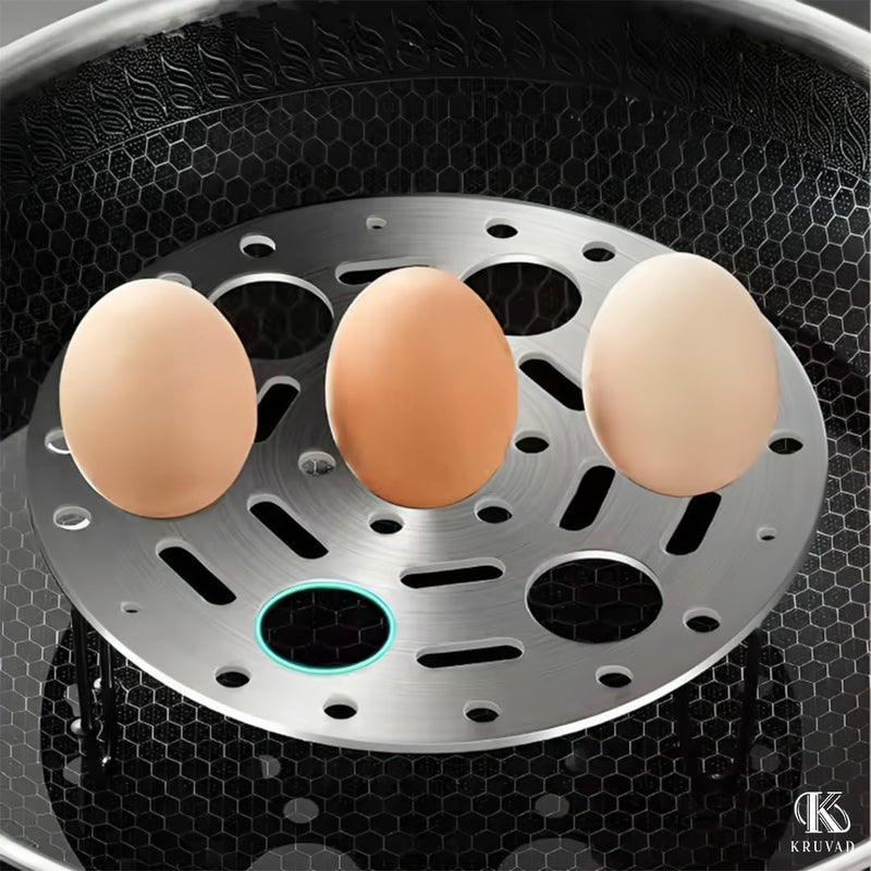 Kruvad Kruvad 2 Pcs Stainless Steel Egg Steamer Rack - 7-Hole Heatproof Stackable Stand for Boiling & Steaming - Trivet Insert for Pressure Cooker, Instant Pot, Pans Multipurpose Kitchen Steamer Stand - Image 5