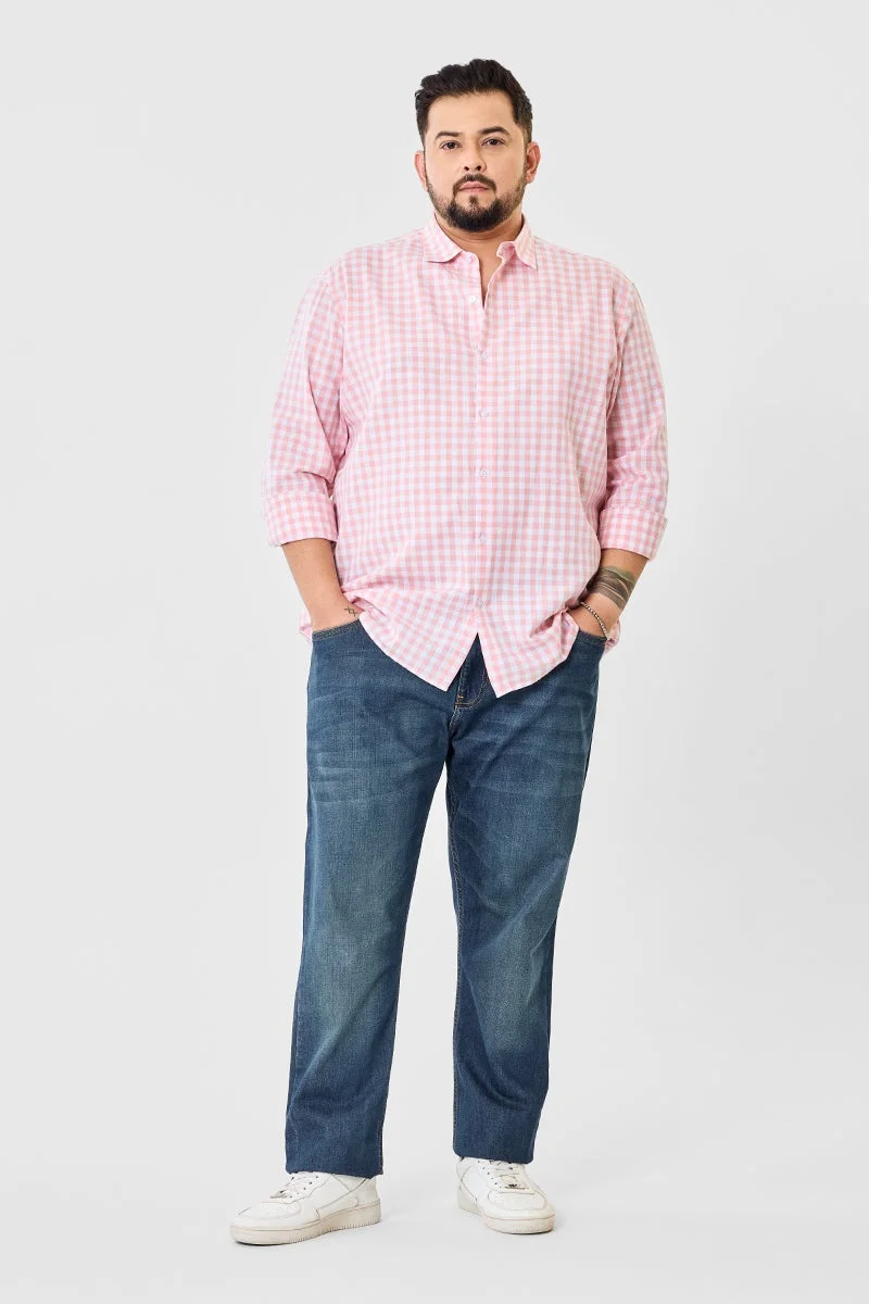 SNITCH Linen Blend Checks Plus Size Shirt