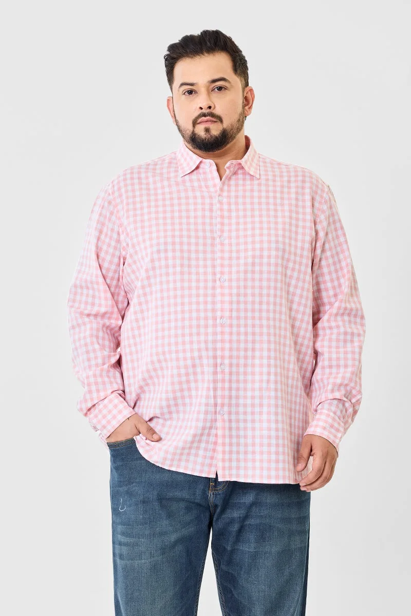 SNITCH Linen Blend Checks Plus Size Shirt