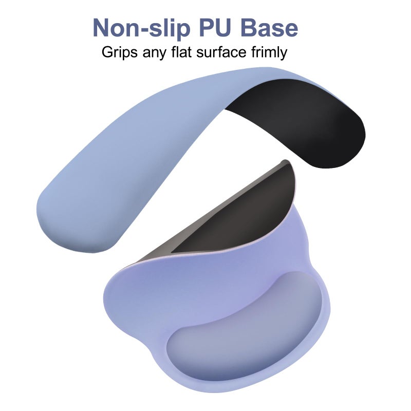 MOSISO Wrist Rest Support for Mouse Pad&Keyboard Set, Circle Curved Ergonomic Mousepad&Coaster Non-Slip Base Home/Office Pain Relief&Easy Typing Pad with Soft Cloth&Silicone Lining, Stone Blue - Image 5
