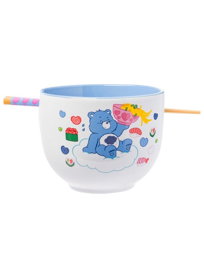 Silver Buffalo Care Bears Food Sushi Ceramic Ramen Noodle Rice Bowl with Chopsticks, Microwave Safe, 20 Ounces - Image 1