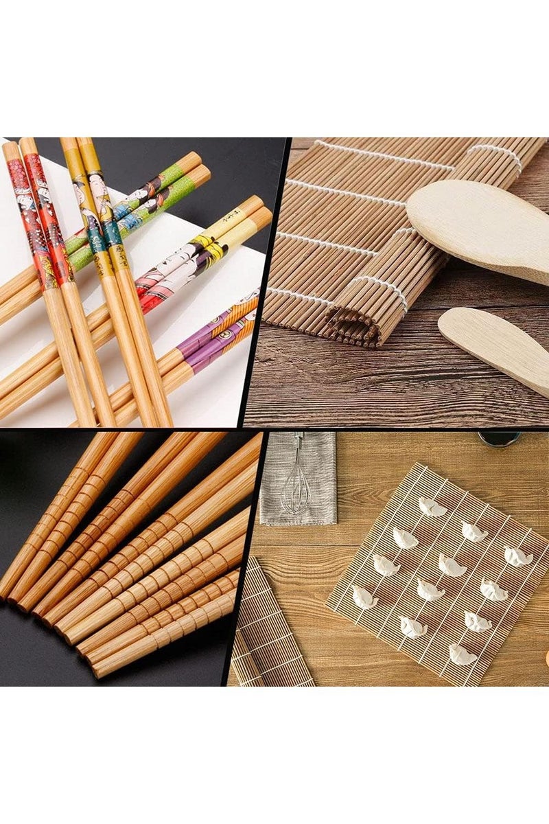 LIMOS Sushi Making Kit Set, 10 PCS Beginner Sushi Kit Including 2 Sushi Roller, 5 Pairs of Chopsticks,1 Paddle,1 Spreader, 1 Sause Dish Set for Sushi Lovers. - Image 5