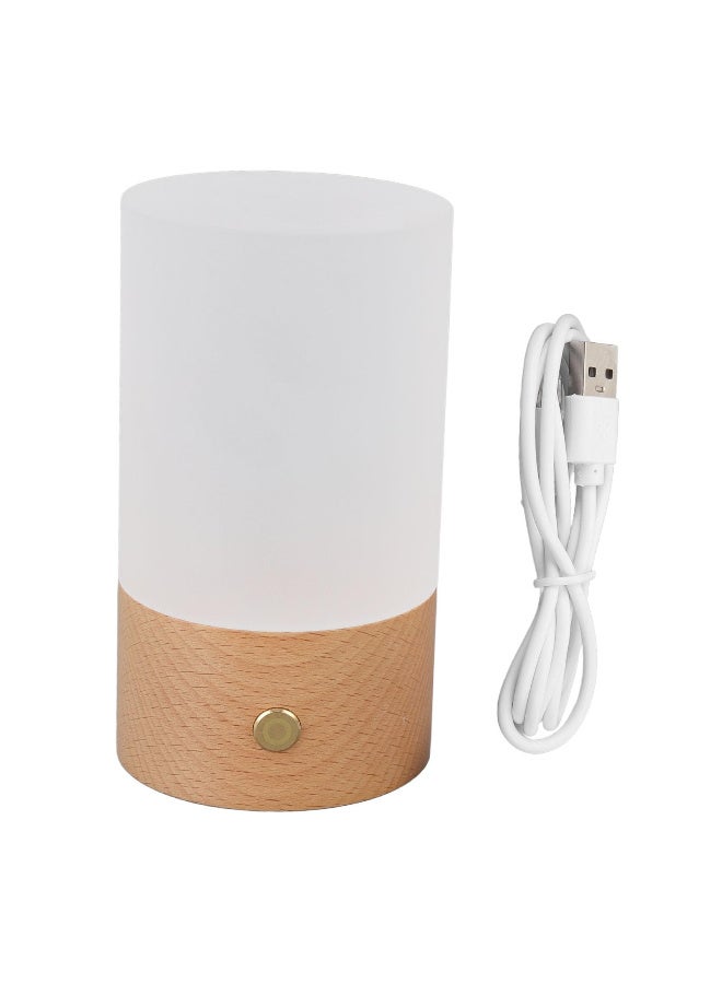 مصباح طاولة LED خشبي صغير مع تحكم باللمس للتعتيم، قابل لإعادة الشحن عبر USB - Image 2