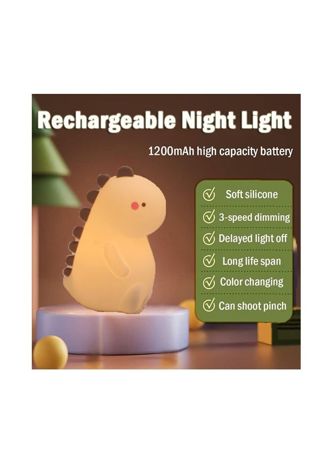 Little Dino Silicone Night Light | Cute Dinosaur LED USB Rechargeable Bedside Lamp | 15H Long-Lasting Nursery Gift - Image 5