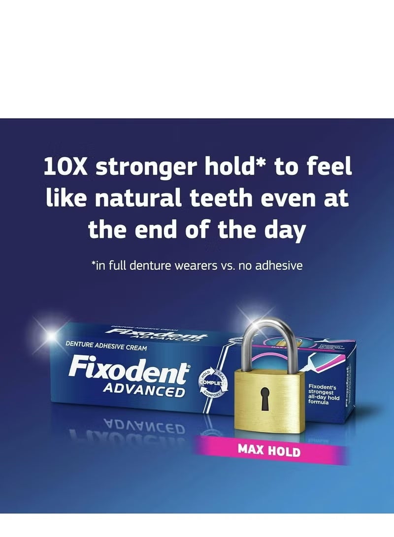 Fixodent Advanced Max Hold Denture Adhesive Cream 62g - Image 2
