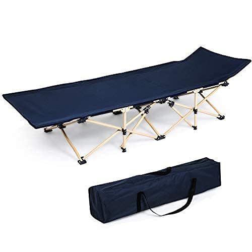 MAPPLE CREATION Folding Camping Cot Outdoor Camping Bed Portable with Carry Bag Camp Cot for Adults for Hiking Backpack Car Camping OutdoorIndoor Picnic Lightweight Bed Blue