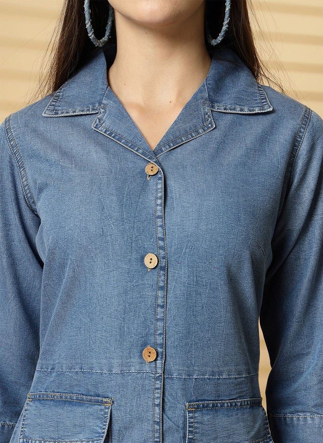 PlusS فستان جينز على شكل حرف A للنساء - Image 2