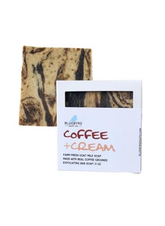 BLUEBYRD SOAP CO. Bluebyrd Soap Coffee Cream Exfoliating Goat Milk Soap Bar  Natural Organic Coffee Scented Scrub Bars  Handmade Goat Milk Bar Soaps Naturally Exfoliate Skin Coffee Cream 