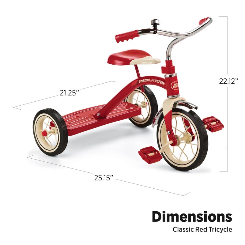 Radio Flyer Classic 10 Inch Toddler Tricycle with Rubber Tires and Steel Frame, Red - Image 3