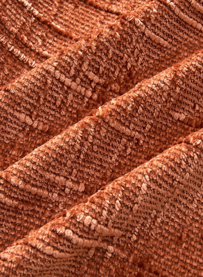 GriNeed Throw Pillow Covers Burnt Orange Set of 2 20x20 Inch Pillow Covers, Soft Chenille Fall Decorative Cases for Couch Sofa Bed Living Room, Home Neutral Decor, Modern Farmhouse Cushion Covers - Image 5