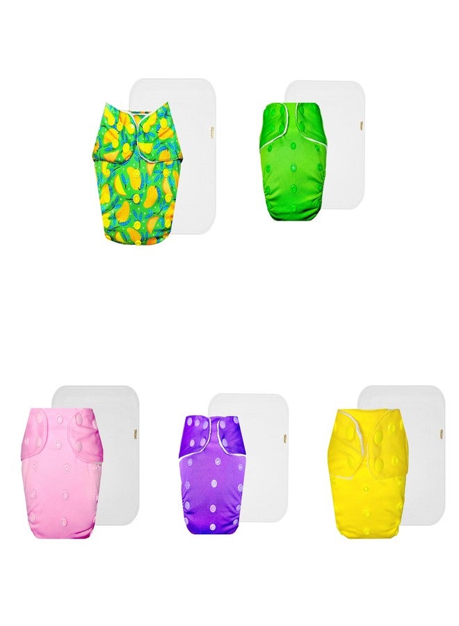 Dumbledo Premium Cloth Diaper with Cotton Insert (Pack of 5) | Hypoallergenic | Reusable & Washable | Quick Dry | Designed by Moms | 3 Months - 3 Years | Unisex Baby - Image 1