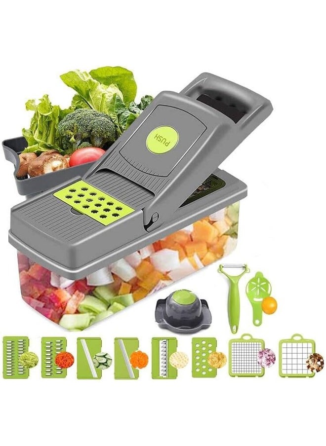 Cady One - Vegetable Slicer, Onion Slicer with Container, Slicer 14 in 1 Kitchen Slicer for Carrot, Cabbage, Potato, Garlic, Tomato, Fruit, Salad - Image 1