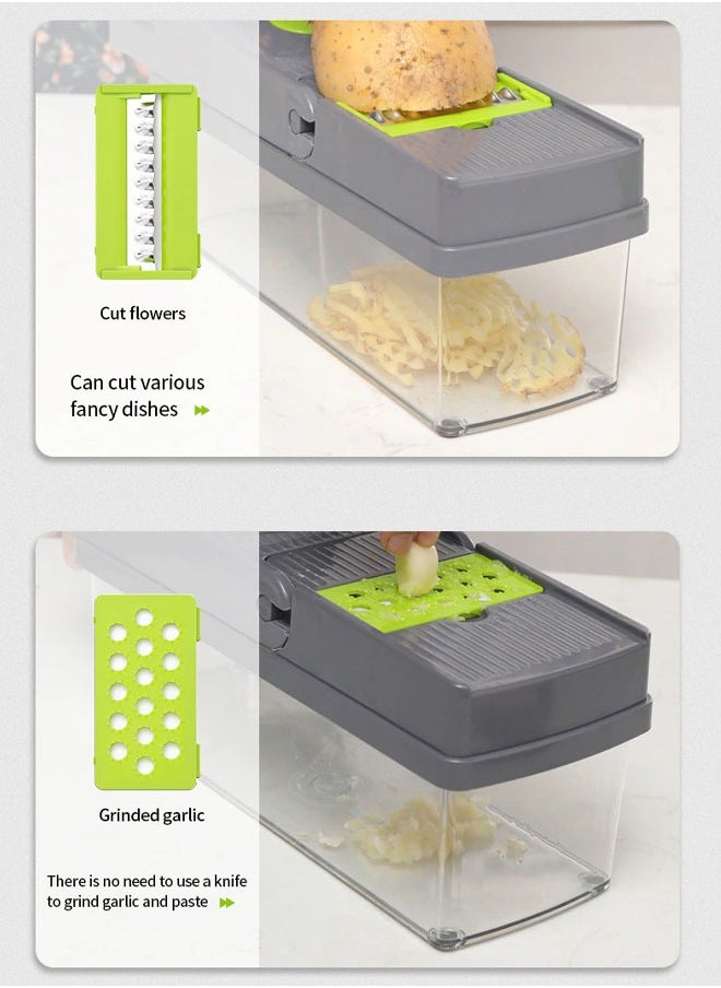 Cady One - Vegetable Slicer, Onion Slicer with Container, Slicer 14 in 1 Kitchen Slicer for Carrot, Cabbage, Potato, Garlic, Tomato, Fruit, Salad - Image 1