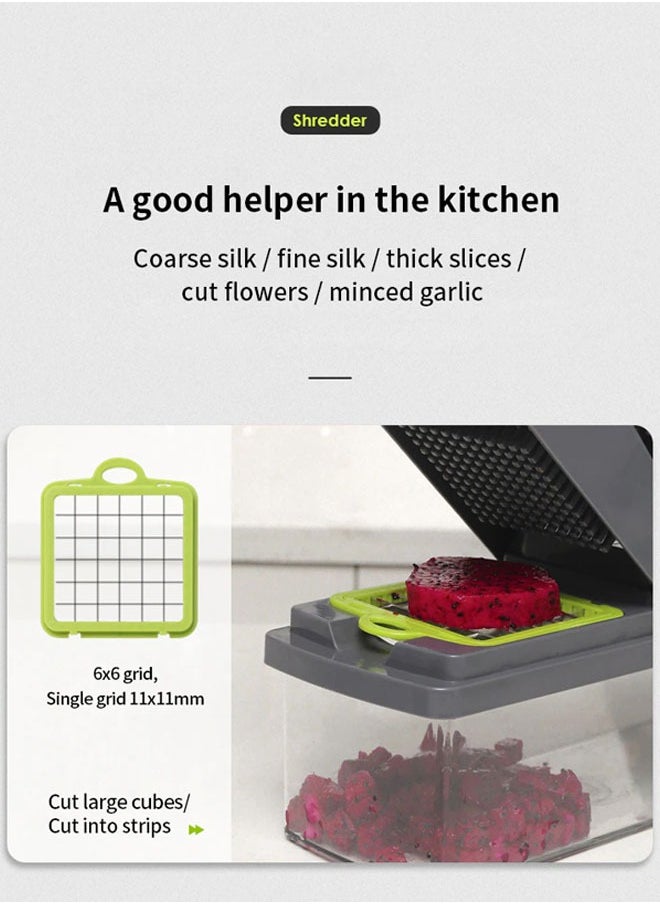 Cady One - Vegetable Slicer, Onion Slicer with Container, Slicer 14 in 1 Kitchen Slicer for Carrot, Cabbage, Potato, Garlic, Tomato, Fruit, Salad - Image 1