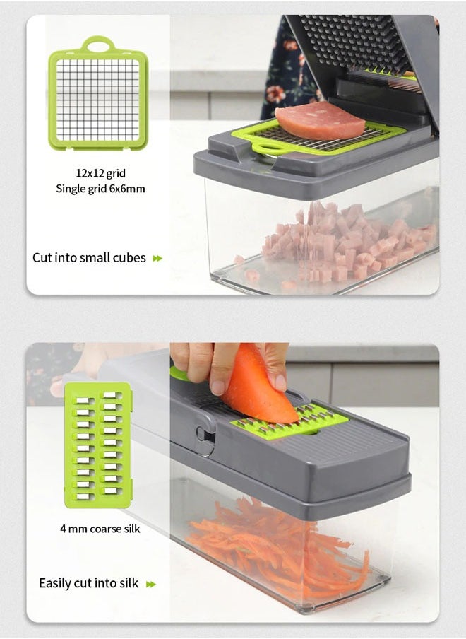 Cady One - Vegetable Slicer, Onion Slicer with Container, Slicer 14 in 1 Kitchen Slicer for Carrot, Cabbage, Potato, Garlic, Tomato, Fruit, Salad - Image 1