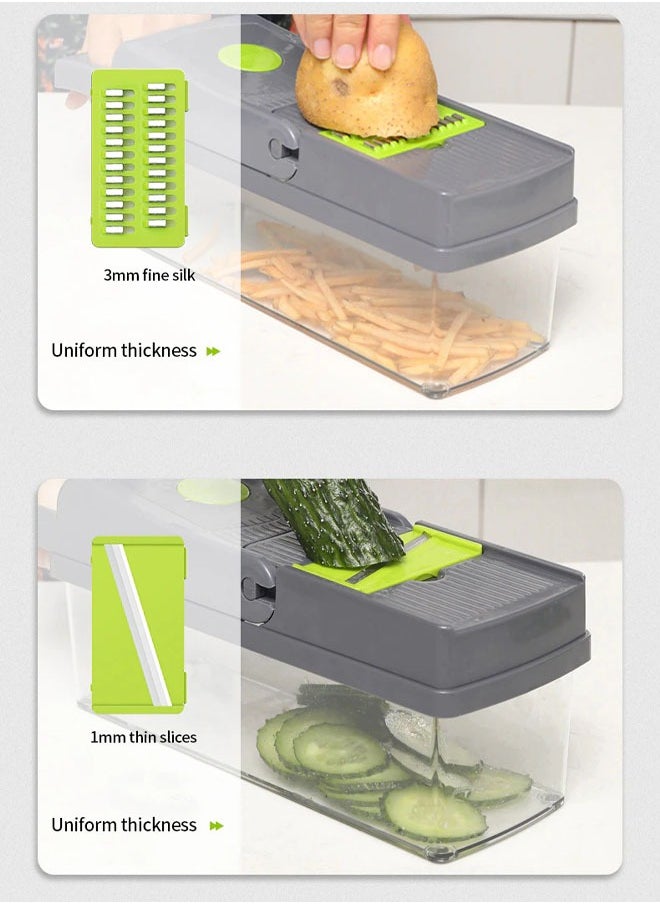 Cady One - Vegetable Slicer, Onion Slicer with Container, Slicer 14 in 1 Kitchen Slicer for Carrot, Cabbage, Potato, Garlic, Tomato, Fruit, Salad - Image 1