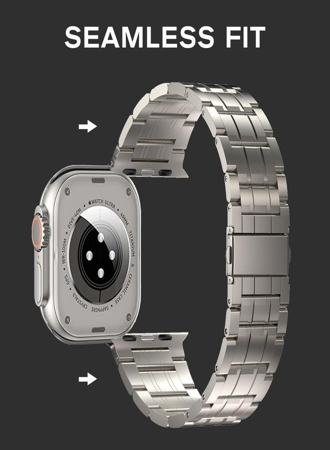 سوار idudu Ultra 2 من التيتانيوم النقي، مقاس 49 مم، متوافق مع ساعة Apple Watch Ultra 2 و Ultra 1، سوار معدني 49 مم بمشبك آمن - سوار معدني من التيتانيوم لساعة iWatch Ultra 49 مم - Image 5