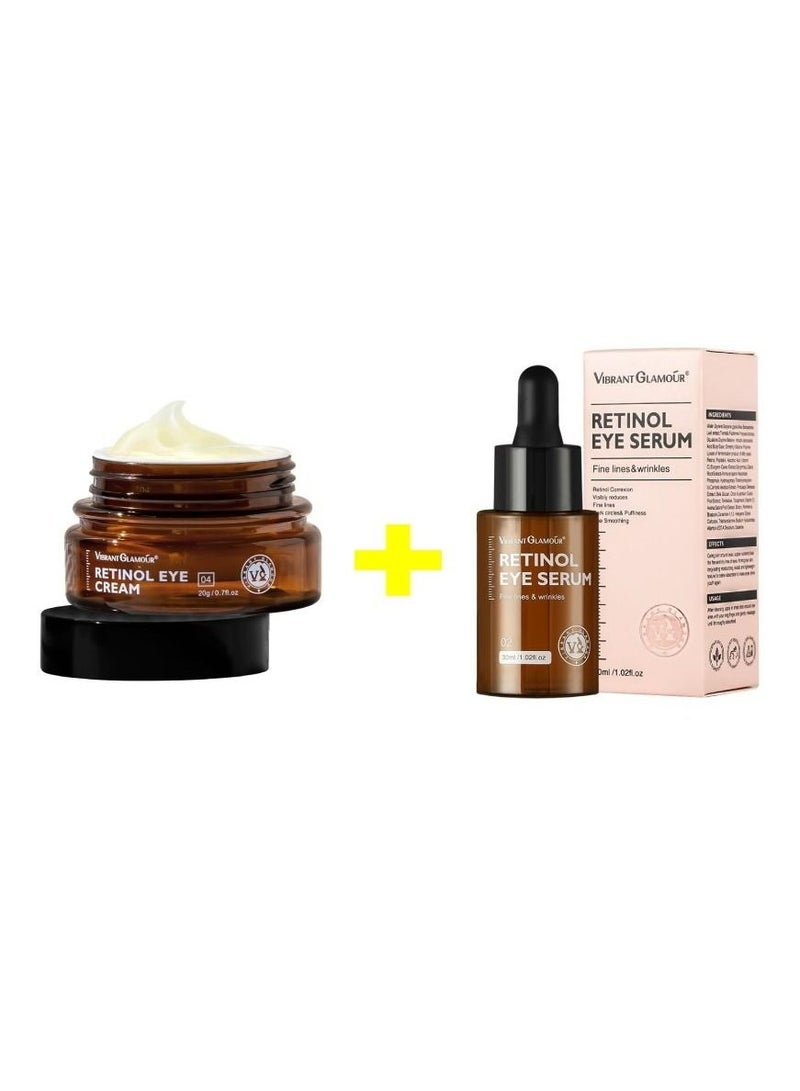 Vibrant Glamour Anti Aging Retinol Eye Cream and Eye Serum Combo Face Cream Collagen Anti Aging Collagen Firming Serum Anti wrinkle Cream Skin Tightening Lifting Hydrating  - Image 1