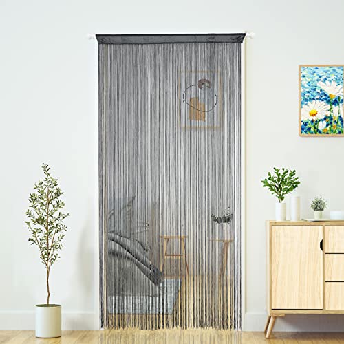 Doorway String Curtain Door CurtainsBoho Hippie Hanging Patio Tassels Screen Room Decor Bedroom Wall Window Closet Kitchen Living Room Fringe Divider Panel Laundry Room39110in100280cm Grey