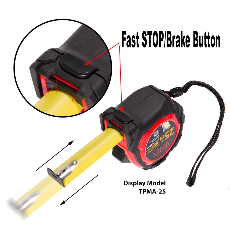 VINCA Tape Measure, TPMA-16 16Feet with Fraction, Nylon Coated Matte Finished Blade - Image 4