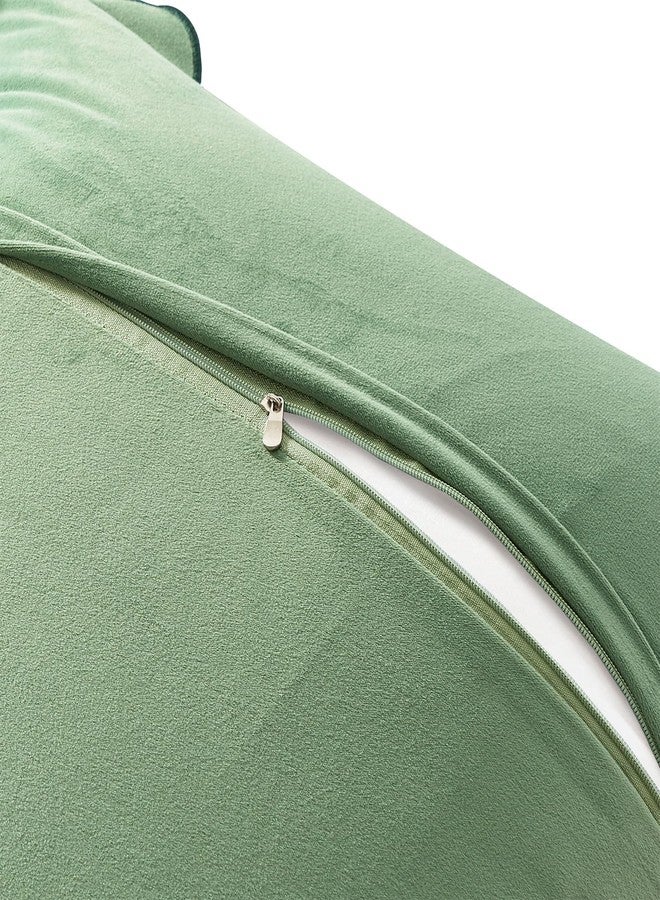 MONDAY MOOSE Decorative Throw Pillow Covers Cushion Cases, Set of 2 Soft Velvet Scalloped Round Edge Designs, Mix and Match for Home Decor, Pillow Inserts Not Included (Green/Light Green, 20x20 inch) - Image 5