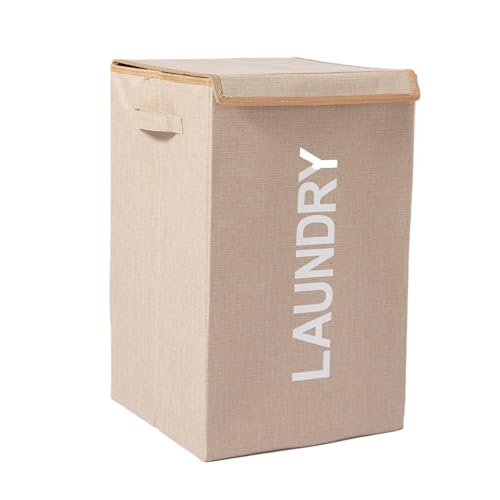 ZOVIRA 75L Laundry Basket for Clothes Non Woven Laundry Bin Laundry Bags for Clothes Freestanding Clothes Storage Organizer for Bedroom Basket for Clothes Cloth Bin Bag (Beige) - Image 1