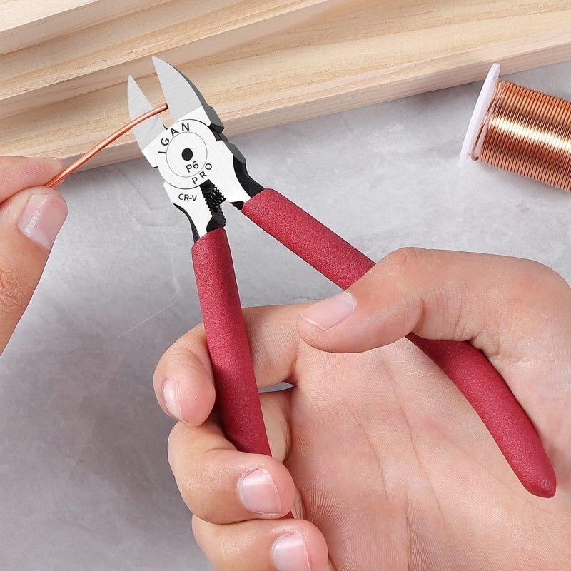 2 Pieces Ultra Sharp Side Cutter Pliers With Extended Flush Cutting Edge Carbon Steel Red And Black Ergonomic Non Slip Handles For Electrical Crafting - Image 5
