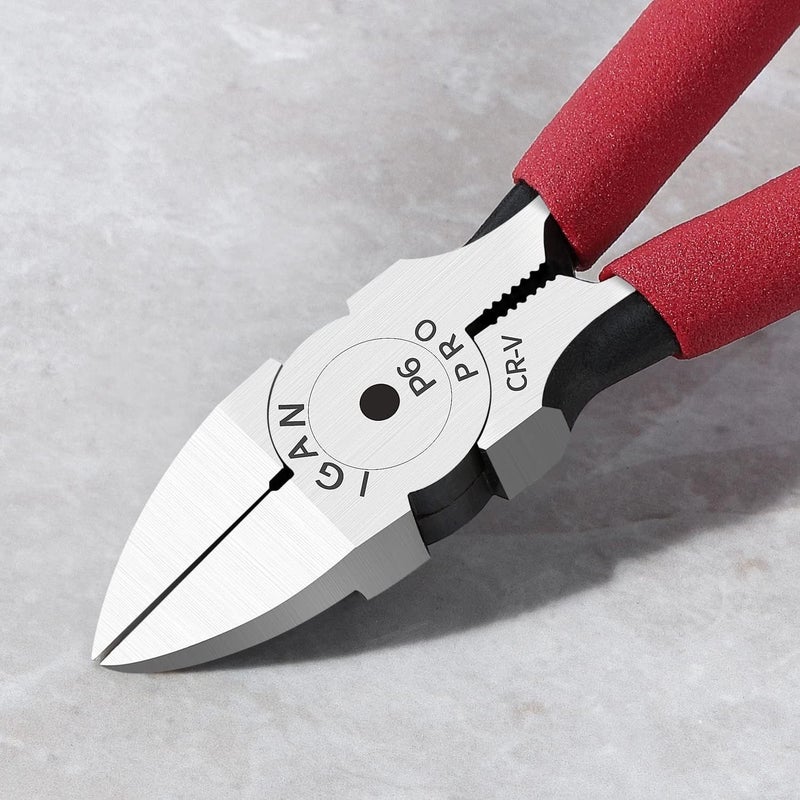 2 Pieces Ultra Sharp Side Cutter Pliers With Extended Flush Cutting Edge Carbon Steel Red And Black Ergonomic Non Slip Handles For Electrical Crafting - Image 1