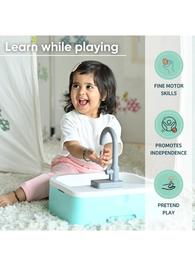 Curious Cub Running Water Play Sink For Kids  Fun Toddler Sink With Faucet  Pretend Play Learning Toy For Kids 2+ Years  Educational Toy For Fine Motor Skills - Image 4