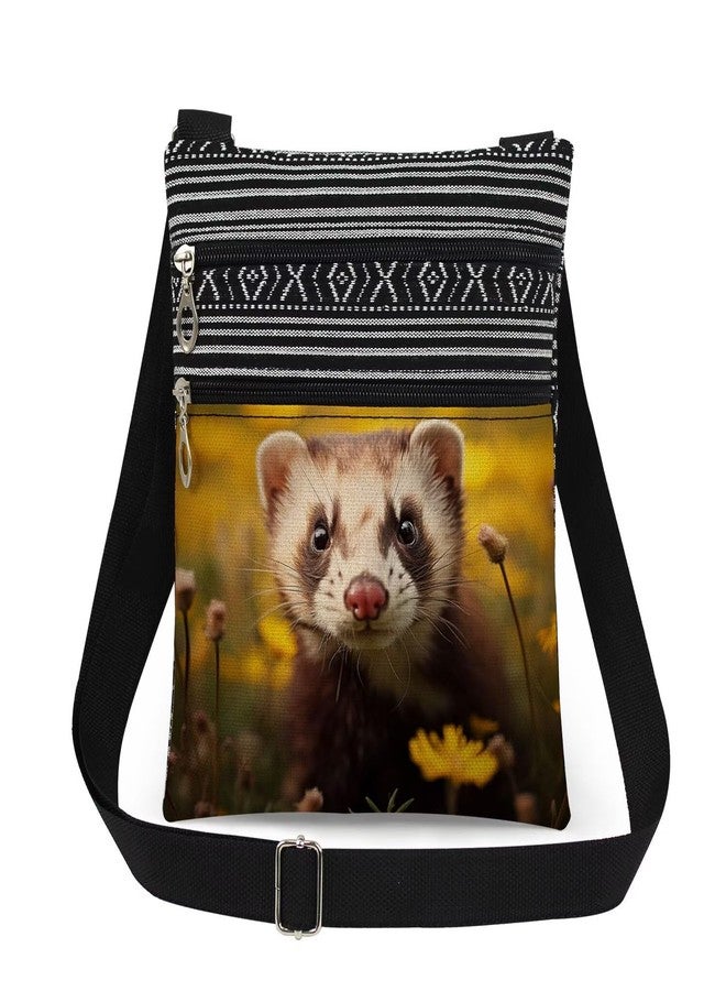 XiaoGalaee Ferret Print Crossbody Bag Daily Use Messenger Bag A Gift for Ferret Lovers Adult Teen Adjustable Shoulder Strap Birthday Christmas Gift - Image 1
