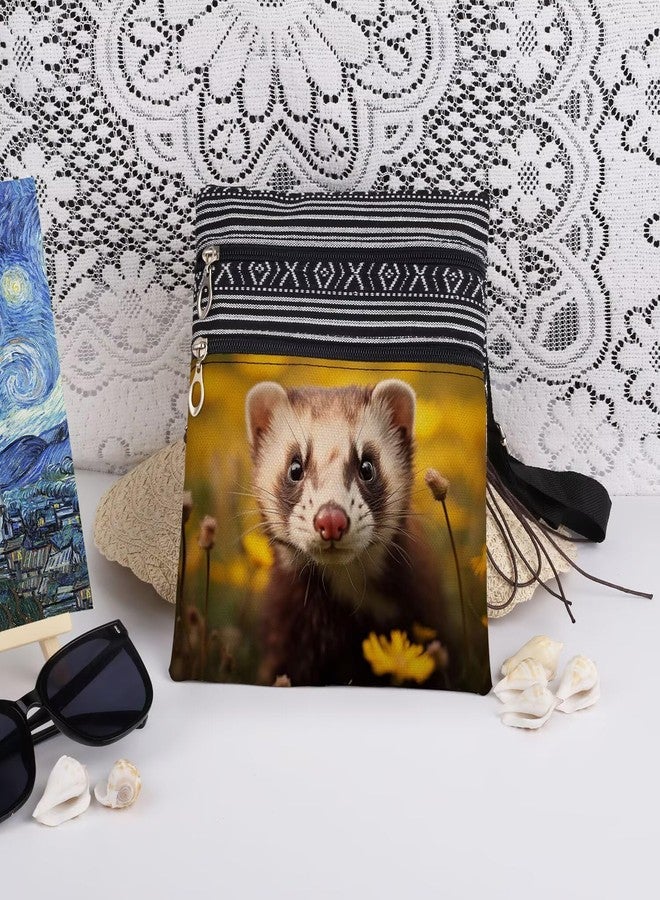 XiaoGalaee Ferret Print Crossbody Bag Daily Use Messenger Bag A Gift for Ferret Lovers Adult Teen Adjustable Shoulder Strap Birthday Christmas Gift - Image 3