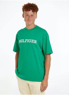 TOMMY HILFIGER Men's Hilfiger Monotype Archive Fit T-Shirt -  Pure cotton, Green  - Image 1