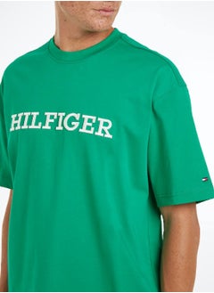 TOMMY HILFIGER Men's Hilfiger Monotype Archive Fit T-Shirt -  Pure cotton, Green  - Image 2