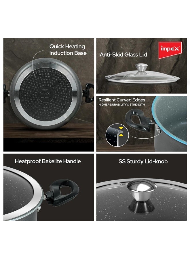 Impex Non Stick Biryani Pot 10L | Biriyani Pot with 5 Layer Super Granite Coating | Gas Stove and Induction Base, Heat Proof Handles | 1 Year Warranty (IBP 10L) - Image 4