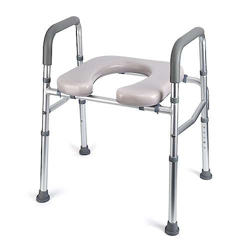 homfan Raised Toilet Seat, 350LB Stand Alone Homecare Commode Bathroom Assist Frame for Elderly, Handicapped, Disabled, Adjustable Height, Padded Seat - Image 5