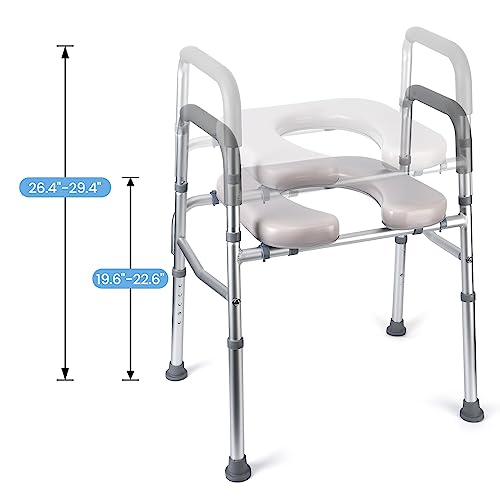homfan Raised Toilet Seat, 350LB Stand Alone Homecare Commode Bathroom Assist Frame for Elderly, Handicapped, Disabled, Adjustable Height, Padded Seat - Image 3