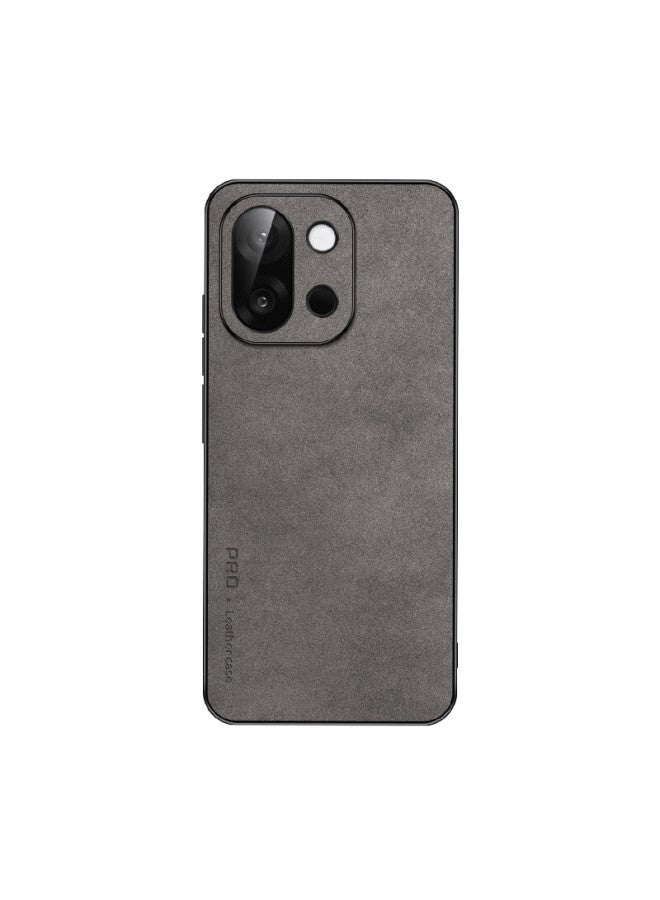 Shangsu, Suitable For Oneplus 13T Phone Case, 13T Protective Cover, Shockproof, Full Lens Protection, Soft Shell, Simple Creative Light Luxury, Lambskin Silicone Outer Case, Women'S And Men'S Leather Case, Graphite Gray
