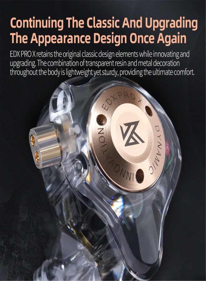 KZ EDX Pro X in-Ear Stage Monitor Headphone Dual Magnetic Dynamic Unit Earphone Shock Bass Earbuds with 0.75mm Detachable Cable Comfortable Wired Headset(No Mic) - Image 3