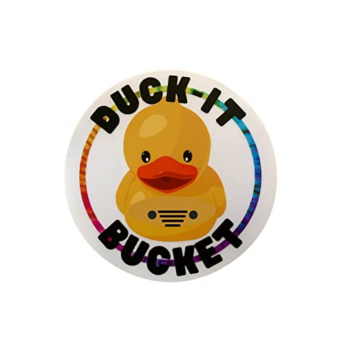 Crafters Cup Duck Bucket Sticker  7 In Inch Round Sticker  Add to You Bucket of Duck Duck Tags and Rubber Ducks  Clear Background Rubber Duck Design