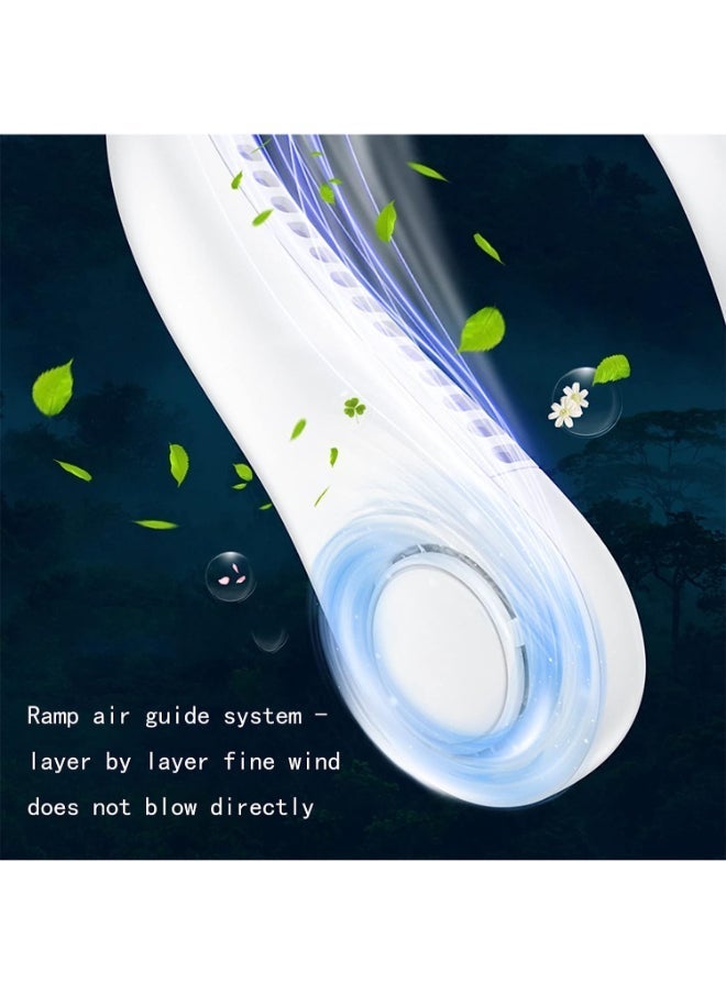 BGM Portable Rechargeable Neck Fan – Hands-Free Bladeless Personal Air Cooler, 3 Wind Speeds, Ultra-Quiet & Lightweight Wearable Neck Cooling Fan for Indoor & Outdoor Use – White  - Image 2