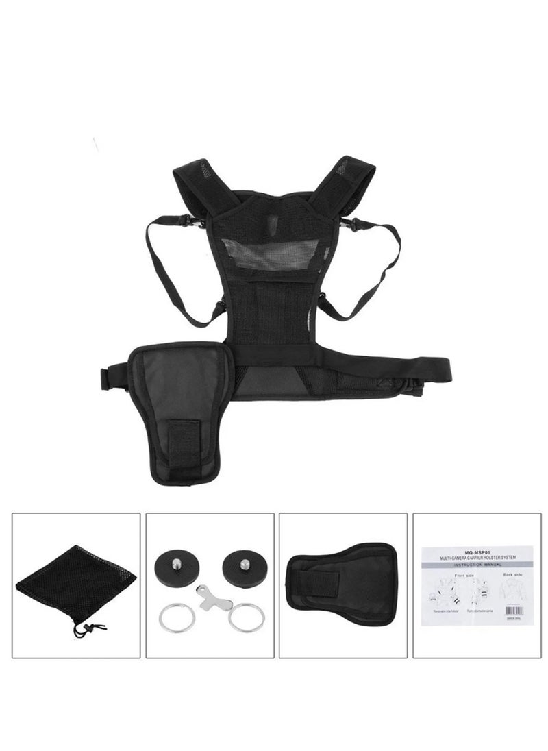 Micnova - Multi Camera Carrying Chest Harness System Vest with Side Holster for Canon Nikon Sony DSLR Cameras (2 Cameras Carrying) - Image 1
