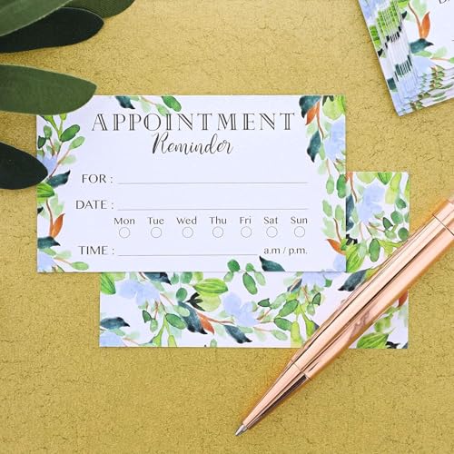 Paper Junkie Appointment Reminder Cards - 200 Pack, 3.5 x 2 In, Green Foliage, Double-Sided - Salon & Barber, Dental & Therapy Client Appointment Cards - Image 2