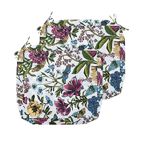 FUNHOME Outdoor Cushion Covers 24 x 22 x 4 inch,Set of 2,Replacement Seat Cushion Cover for Patio Furniture Chair,Water Resistant,Fade-Resistant Slipcover Only,No Insert(Butterfly Flower) - Image 1