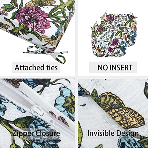 FUNHOME Outdoor Cushion Covers 24 x 22 x 4 inch,Set of 2,Replacement Seat Cushion Cover for Patio Furniture Chair,Water Resistant,Fade-Resistant Slipcover Only,No Insert(Butterfly Flower) - Image 2