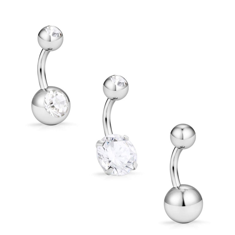 Hoeudjo 14G Belly Ring - Surgical Steel, Hypoallergenic, 8mm Short Bar, Tiny Belly Button Piercing Jewelry for Women
