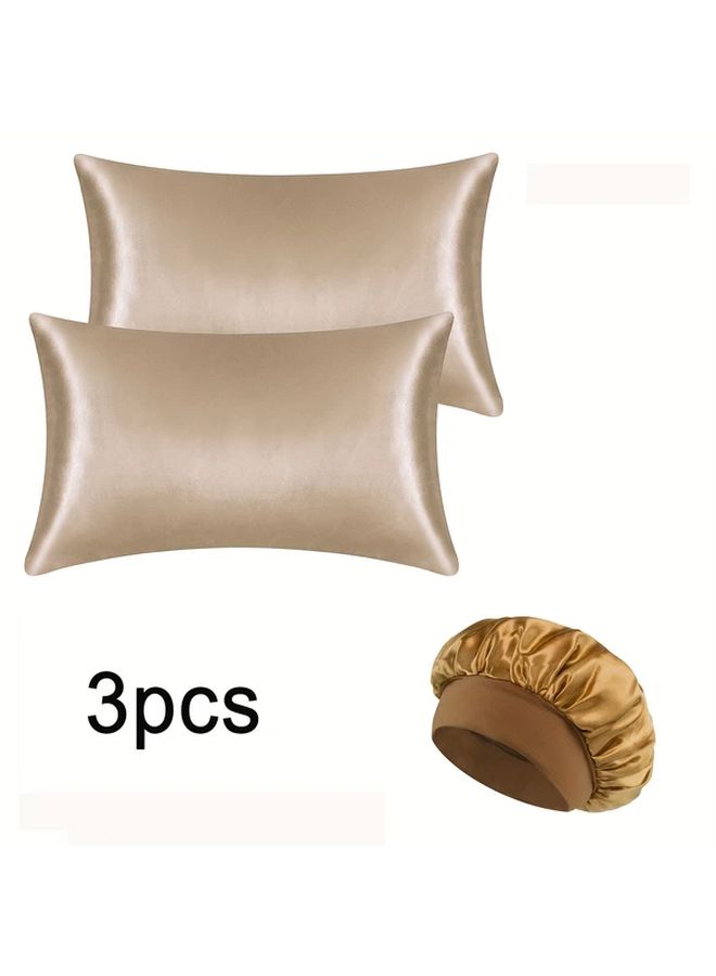 Standard Black Satin Sleep Set with Pillowcase Bonnet for Hair Protection - Image 5