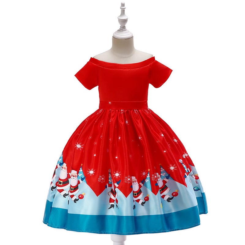 Girls Christmas Dress Christmas Dress Party Costume Childrens Cos Santa Claus Costume Princess Dress SD040F-red