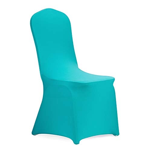 Peomeise Stretch Spandex Chair Cover for Wedding Party Dining Banquet Event (Turquoise, 12) - Image 1