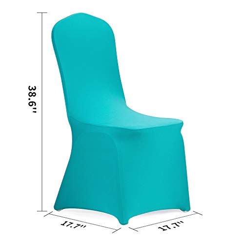 Peomeise Stretch Spandex Chair Cover for Wedding Party Dining Banquet Event (Turquoise, 12) - Image 2